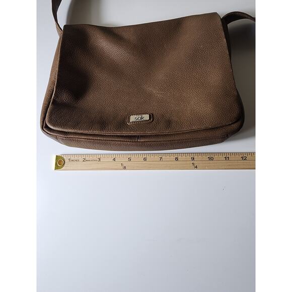 THE SAK Brown Pebbled Leather Hobo Crossbody Zip Bag Handbag - Picture 7 of 9